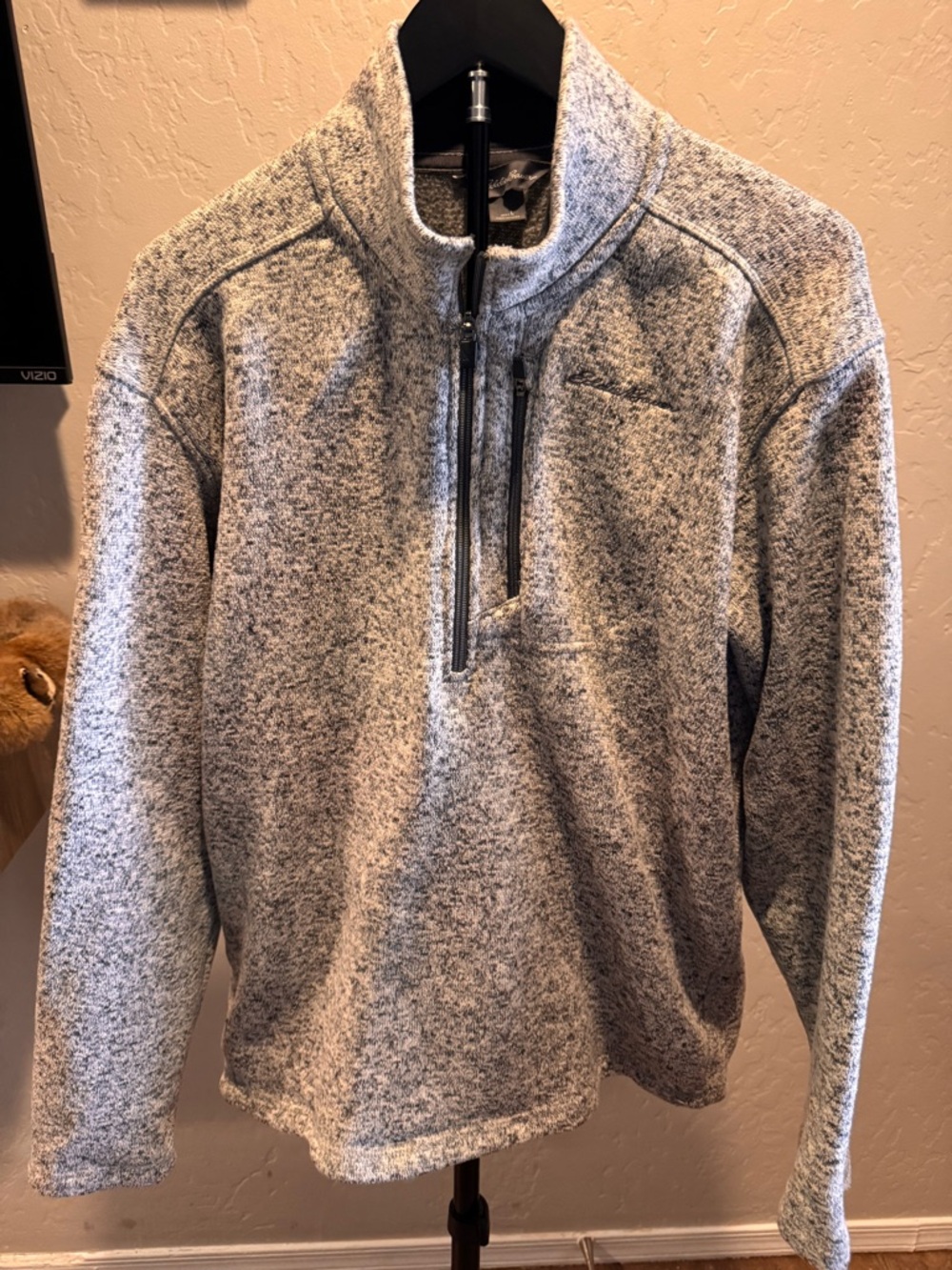 Eddie Bauer Heather Gray Quarter-Zip Pullover